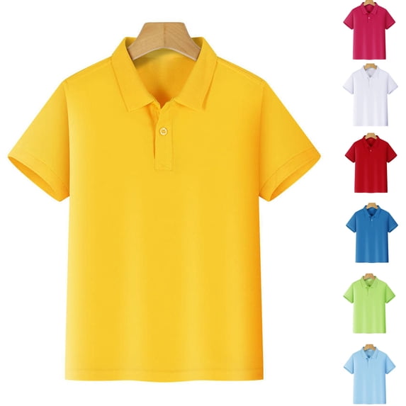 RTKFRFLM Kids Solid Color Polo Shirt Boys Girls Short Sleeve Basic Performance Polo Top Classic Uniform School Wear Soft Breathable Cotton Pique Summer Shirt Unisex Casual Wear