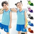 thumbnail image 1 of RTKFRFLM Kids Sports Outfit Set Summer Short Sleeve Basketball T Shirt with Shorts Soccer Style Two Piece Set Pj's Sets, 1 of 3
