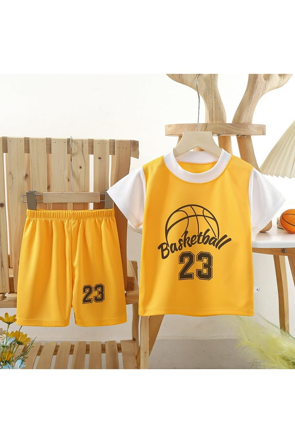Kids Sports Shorts Sets Boys Jerseyss Tracksuit 2 Piece Basketball Performance Tank Top And Mesh Shorts Quick Drying Set,Size 18-24 Months