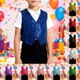 thumbnail image 1 of RTKFRFLM Kids Street Dance Vest Metallic Sequin Stage Performance Waistcoat White 8-9 Years, 1 of 4