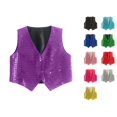 thumbnail image 1 of RTKFRFLM Kids Street Dance Vest Metallic Sequin Stage Performance Waistcoat White 8-9 Years, 1 of 4