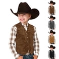 thumbnail image 1 of RTKFRFLM Kids Suede Vest Top Unisex Sleeveless Casual Waistcoat Outerwear Brown 3-4 Years, 1 of 9