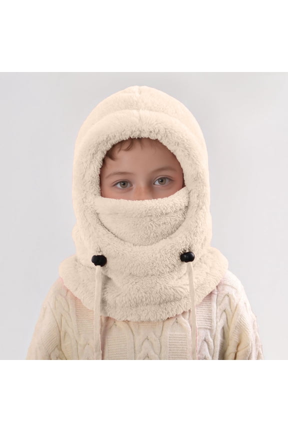 Kids Thermal Winter Hat with Built-in Ear Cover and Neck Gaiter, Windproof Warm Face Mask for Cold Weather Outdoor Activities