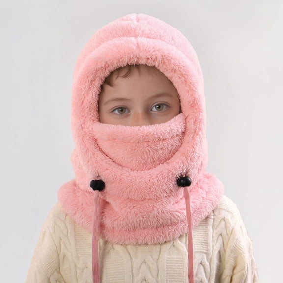 RTKFRFLM Kids Thermal Winter Hat with Built-in Ear Cover and Neck Gaiter, Windproof Warm Face Mask for Cold Weather Outdoor Activities