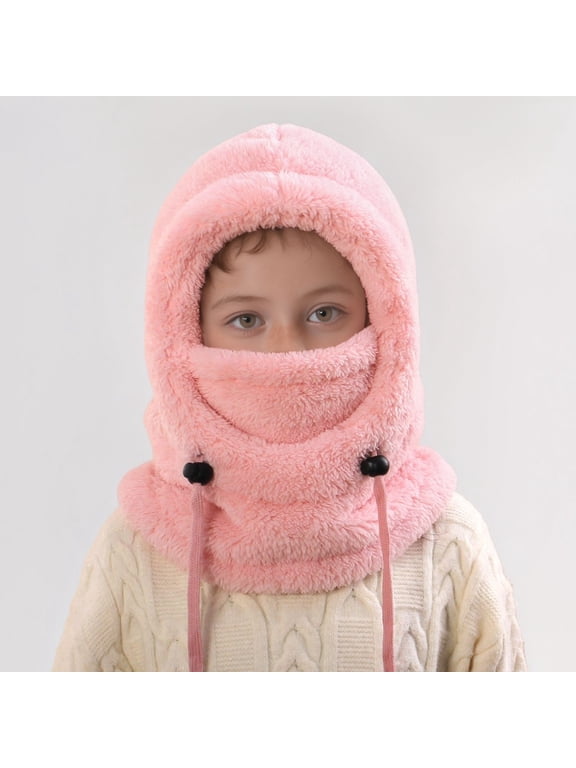 Kids Thermal Winter Hat with Built-in Ear Cover and Neck Gaiter, Windproof Warm Face Mask for Cold Weather Outdoor Activities