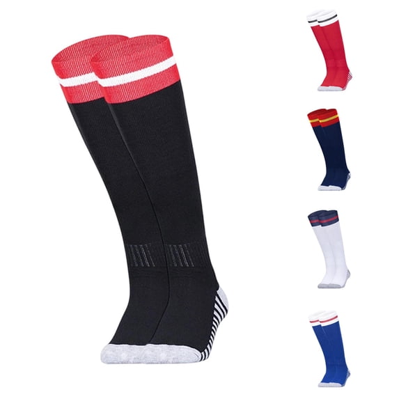 RTKFRFLM Kids Thickened Cushion Soccer Socks Over Knee Wear Resistant Athletic High Socks 7-12 Years