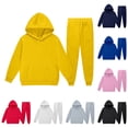 thumbnail image 1 of RTKFRFLM Kids Versatile Sweatsuit Solid Color Hoodie and Sweatpants 2-Piece Set Navy 3-4 Years, 1 of 4