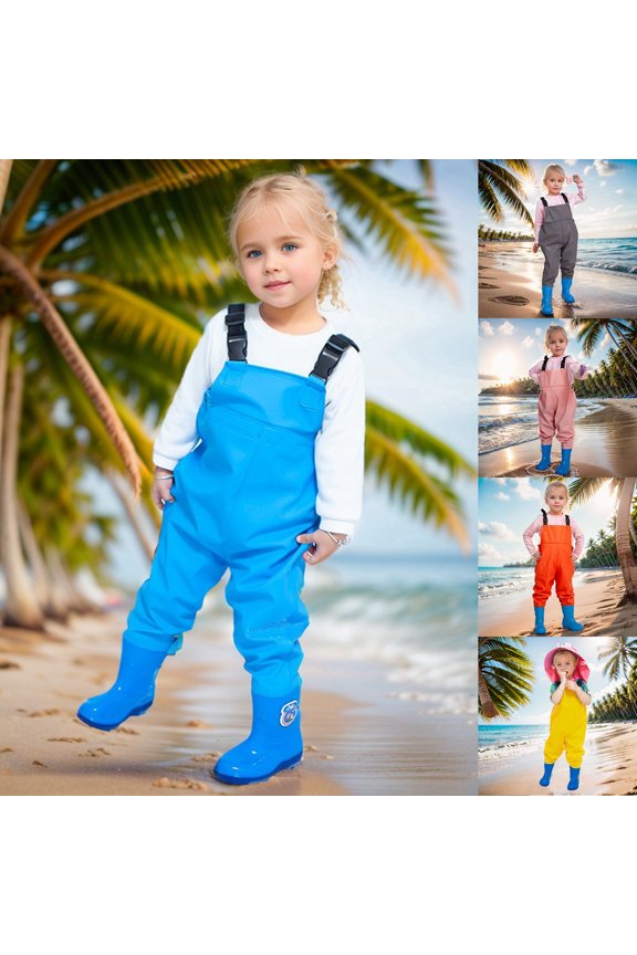 Kids Waterproof Chest Waders One-Piece Rain Suit for Muddy Water Play Grey 3-4 Years