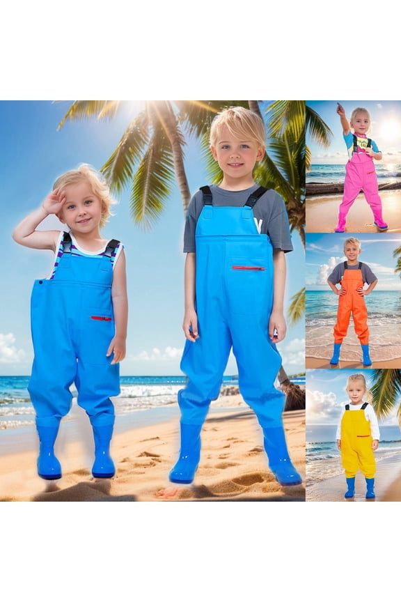 Kids Waterproof Fishing Waders One-Piece Rain Bib for Outdoor Play Yellow 3-4 Years