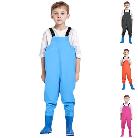 RTKFRFLM Kids Waterproof Waders One-Piece Fishing Bib for Boys and Girls Blue 12-13 Years