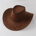 thumbnail image 1 of RTKFRFLM Kids Western Cowboy Hat Wide Brim Suede Sun Hat Toddler Outlander Rancher Hat for Party or Travel, 1 of 2