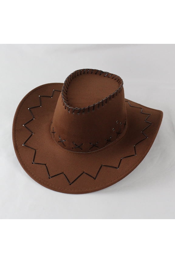 Kids Western Cowboy Hat Wide Brim Suede Sun Hat Toddler Outlander Rancher Hat for Party or Travel