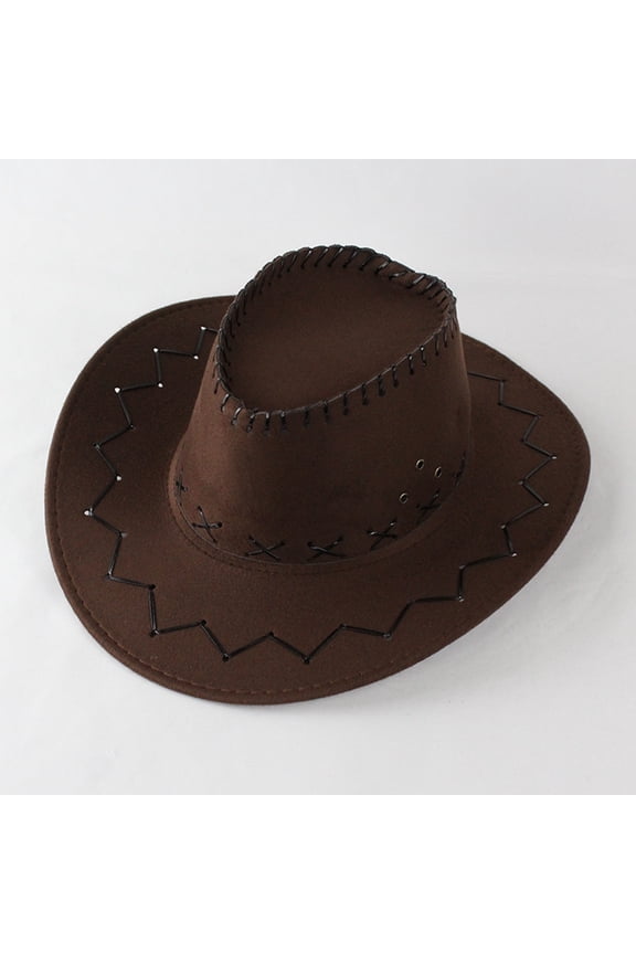 Kids Western Cowboy Hat Wide Brim Suede Sun Hat Toddler Outlander Rancher Hat for Party or Travel