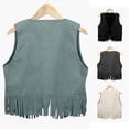 thumbnail image 1 of RTKFRFLM Kids Western Cowboy Vest Costume Fringe Suede Tassel Sleeveless Cardigan Top for Halloween Dress Up Party, 1 of 4