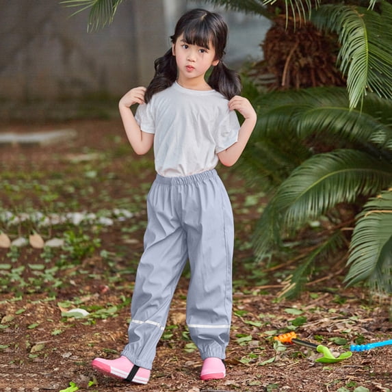 RTKFRFLM Kids Windproof Snow Pants Breathable Waterproof Outdoor Rain Trousers Grey 9-10 Years