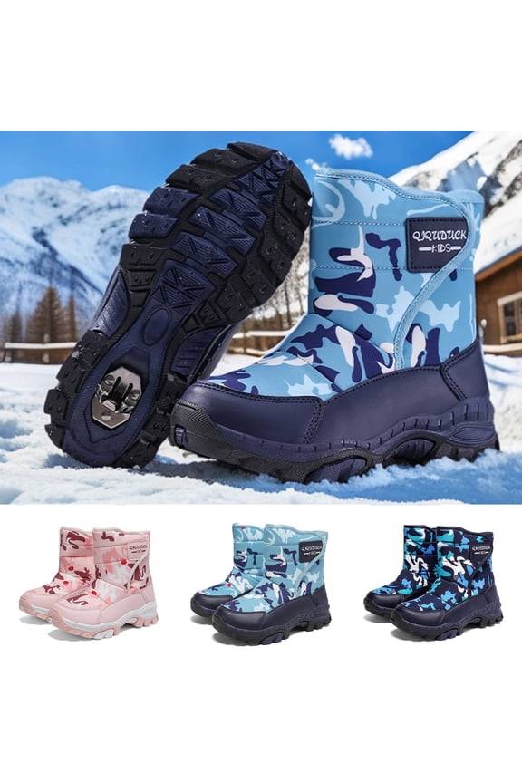 Kids Winter Snow Boots with Steel Claws Anti Waterproof Thick Lined Ski Boots for Children Warm Outdoor Snow Shoes for Winter Play