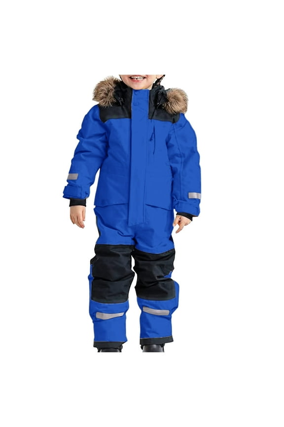 Kids Winter Snowsuit, Insulated Windproof One Piece Ski Suit with Reflective Design for Outdoor Snow Play