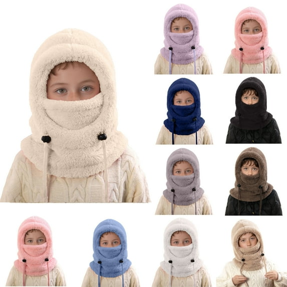 RTKFRFLM Kids Winter Warm Hat with Ear Flaps and Neck Gaiter, Thermal Windproof Cold Weather Outdoor Hat for Skiing and Cycling