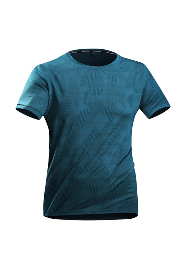 Men Workout Shirts Quick Dry Ice Silk Absorbing Breathable Sports Sweat Wicking Fitness Casual Loose Comfortable Trendy Round Neck Short Sleeved T Shirt Men's Activewear