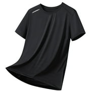RTKFRFLM Men's Active Quick Dry Shirts Summer Ice Silk Cool Loose Shirt Sports Short Sleeve Men's Activewear