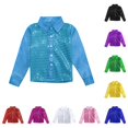 thumbnail image 1 of RTKFRFLM Mens Sequined Shirt Sparkle Long Sleeve Button Down Blouse Stage Performance Chorus Dance Costume Top, 1 of 7