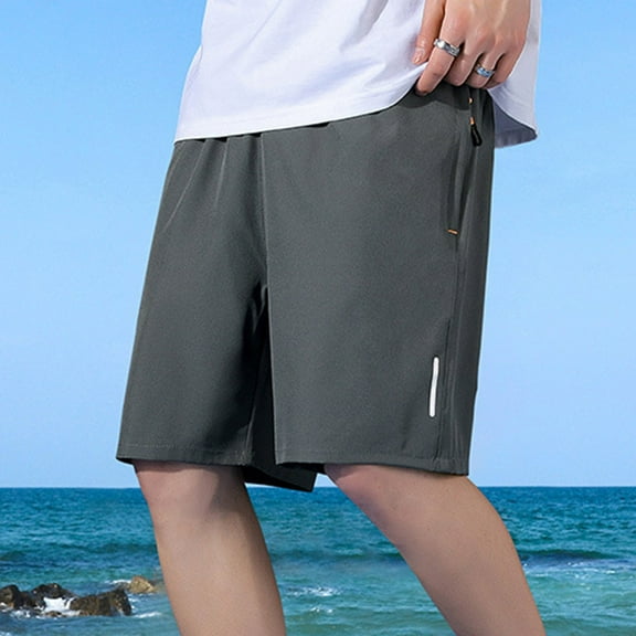 RTKFRFLM Mens Shorts Casual Quick-Dry Ice Silk Casual Shorts Tether Solid Color Five Point Sweatpants