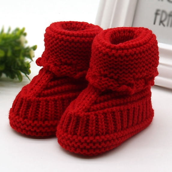 RTKFRFLM Newborn Baby Crochet Shoes Handmade Knitting Lace Buckle Booties Pink 0-6 Months