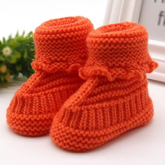 RTKFRFLM Newborn Baby Crochet Shoes Handmade Knitting Lace Buckle Booties Pink 0-6 Months