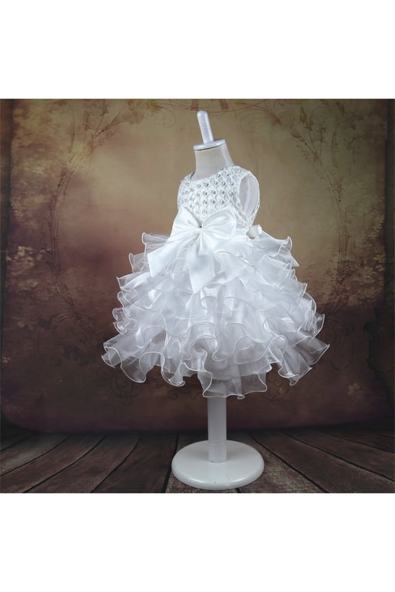 Newborn Infant Girls Flower Dress Mesh Tutu Lace Party Wedding Evening Gown