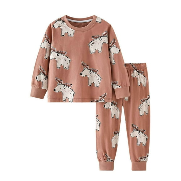 RTKFRFLM Pajamas For Girls Outfits Set Long Sleeve Round Neck Casual Pajama Set Kids Loungewear Soft Printed Sleepwear Daily Wear Pjs Sleepwear Loungewear,Size 5 Years-6 Years