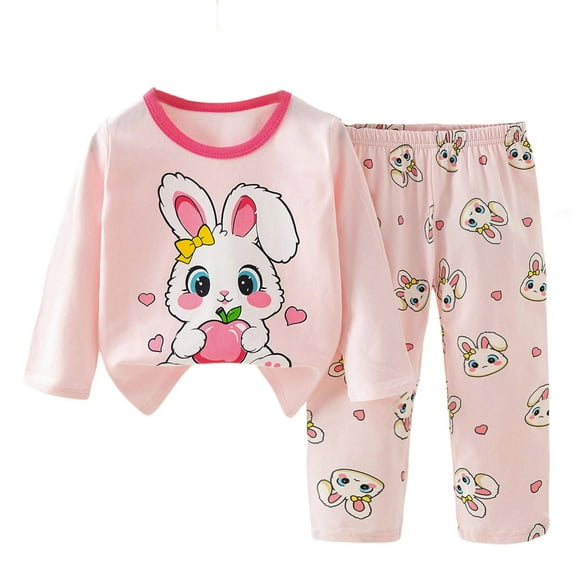 RTKFRFLM Pajamas For Girls Pajama Set Long Sleeve Cute Print Sleepwear Loungewear Kids Soft 2 Piece Outfit Pjs Sleepwear Loungewear,Size 5 Years-8 Years