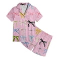 thumbnail image 1 of RTKFRFLM Pajamas For Girls Sleepwear Set Bow Print Short Sleeve Pajamas Soft Nightwear Kids Casual Loungewear Pjs Sleepwear Loungewear,Size 10 Years-11 Years, 1 of 4