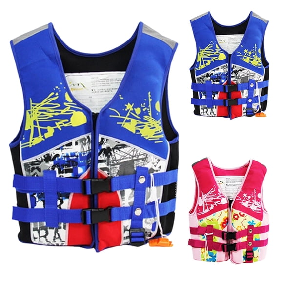 RTKFRFLM Professional Kids Life Jacket with Whistle High Buoyancy Safety Vest for Snorkeling & Surfing Ages 4-7