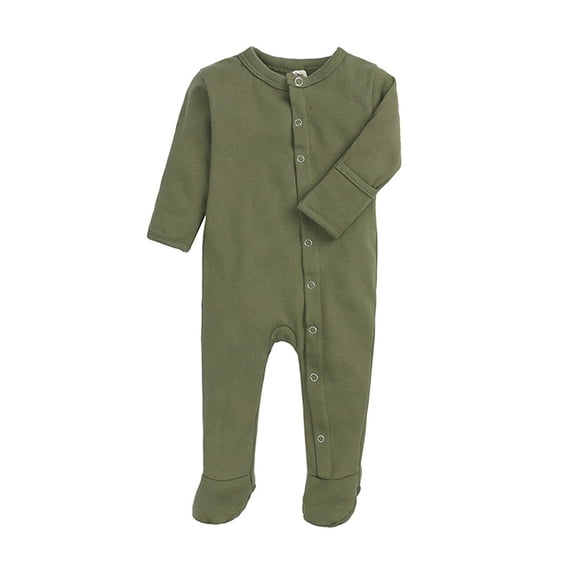 RTKFRFLM Ribbed Footed Romper Long Sleeve Sleep and Play Jumpsuit Grey 9-12 Months