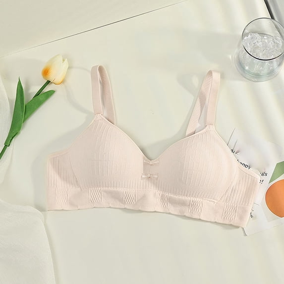 RTKFRFLM Girls Comfort Training Bra Breathable Cotton Starter Bra for Youth White 32