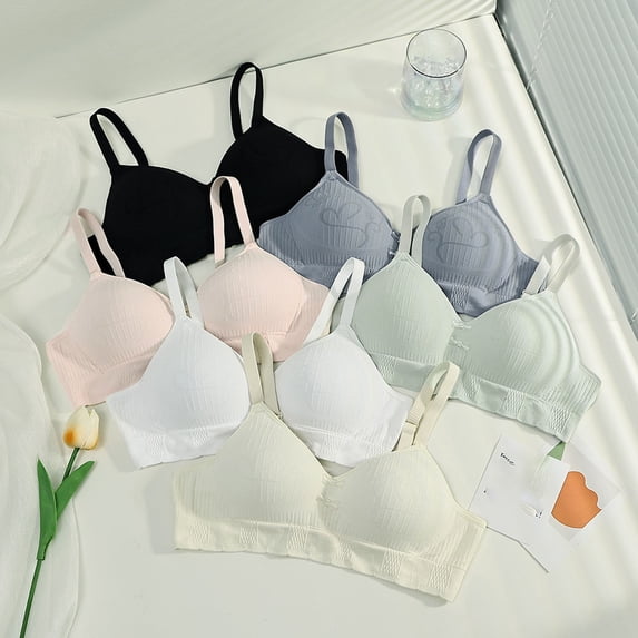 RTKFRFLM Girls Comfort Training Bra Breathable Cotton Starter Bra for Youth White 32
