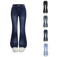 thumbnail image 1 of RTKFRFLM Girls Flare Jeans Slim Fit Stretchy Bell-Bottom Denim Trousers Blue 13-14 Years, 1 of 5