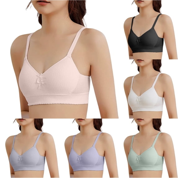 RTKFRFLM Teen Girls Seamless Bra Cotton Training Bralette Comfort Adjustable Straps First Stage Sports Bra Pack