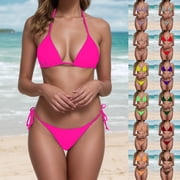 RTKFRFLM Thong Bikini Swimsuit for Women Black Brazilian String Bikinis Bathing Suit Triangle Top Bathing Suits