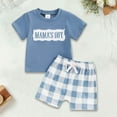 thumbnail image 1 of RTKFRFLM Toddler Boy Summer Shorts Set 2 Piece Baby Summer Clothes Daddys/Mamas Matching Outfit Short Sleeve Embroidery T Shirt Plaid Shorts Set Clothes Set Outfits,Size 18-24 Months, 1 of 3