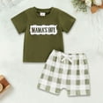 thumbnail image 1 of RTKFRFLM Toddler Boy Summer Shorts Set 2 Piece Baby Summer Clothes Daddys/Mamas Matching Outfit Short Sleeve Embroidery T Shirt Plaid Shorts Set Clothes Set Outfits,Size 6-9 Months, 1 of 3