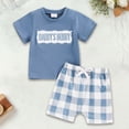 thumbnail image 1 of RTKFRFLM Toddler Boy Summer Shorts Set 2 Piece Baby Summer Clothes Daddys/Mamas Matching Outfit Short Sleeve Embroidery T Shirt Plaid Shorts Set Clothes Set Outfits,Size 12-18 Months, 1 of 3