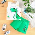 thumbnail image 1 of RTKFRFLM Toddler Boy Summer Shorts Set 2 Piece Short Sleeve Casual Cartoon Prints Tops Holiday Vest T Shirt Short Pants Suit Clothes Set Outfits,Size 12-18 Months, 1 of 5