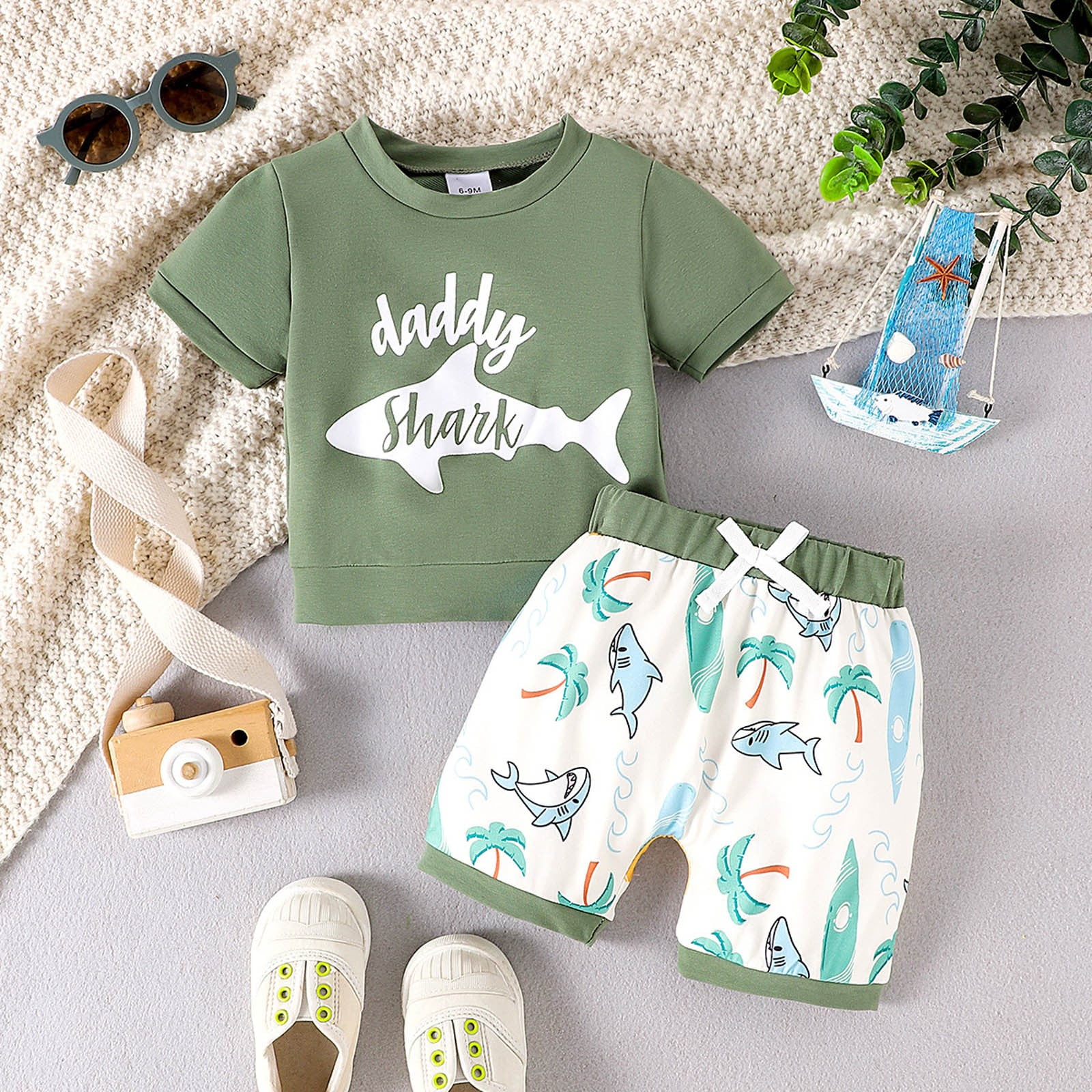 RTKFRFLM Toddler Boy Summer Shorts Set 2 Piece Spring Summer Kids Beach ...