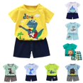 thumbnail image 1 of RTKFRFLM Toddler Boys 2 Piece Blue Dinosaur T Shirt Shorts Set Summer Outfit, 1 of 3