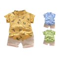 thumbnail image 1 of RTKFRFLM Toddler Boys 2-Piece Set Cartoon Dinosaur Print Shirt and Shorts Outfit Blue 12-18 Months, 1 of 5