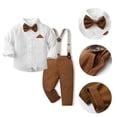 thumbnail image 1 of RTKFRFLM Toddler Boys Gentleman Suit Set Kids Formal Shirt with Suspender Pants and Bowtie Outfit First Birthday Party Outfit Page Boy Wedding Dress Clothes, 1 of 6