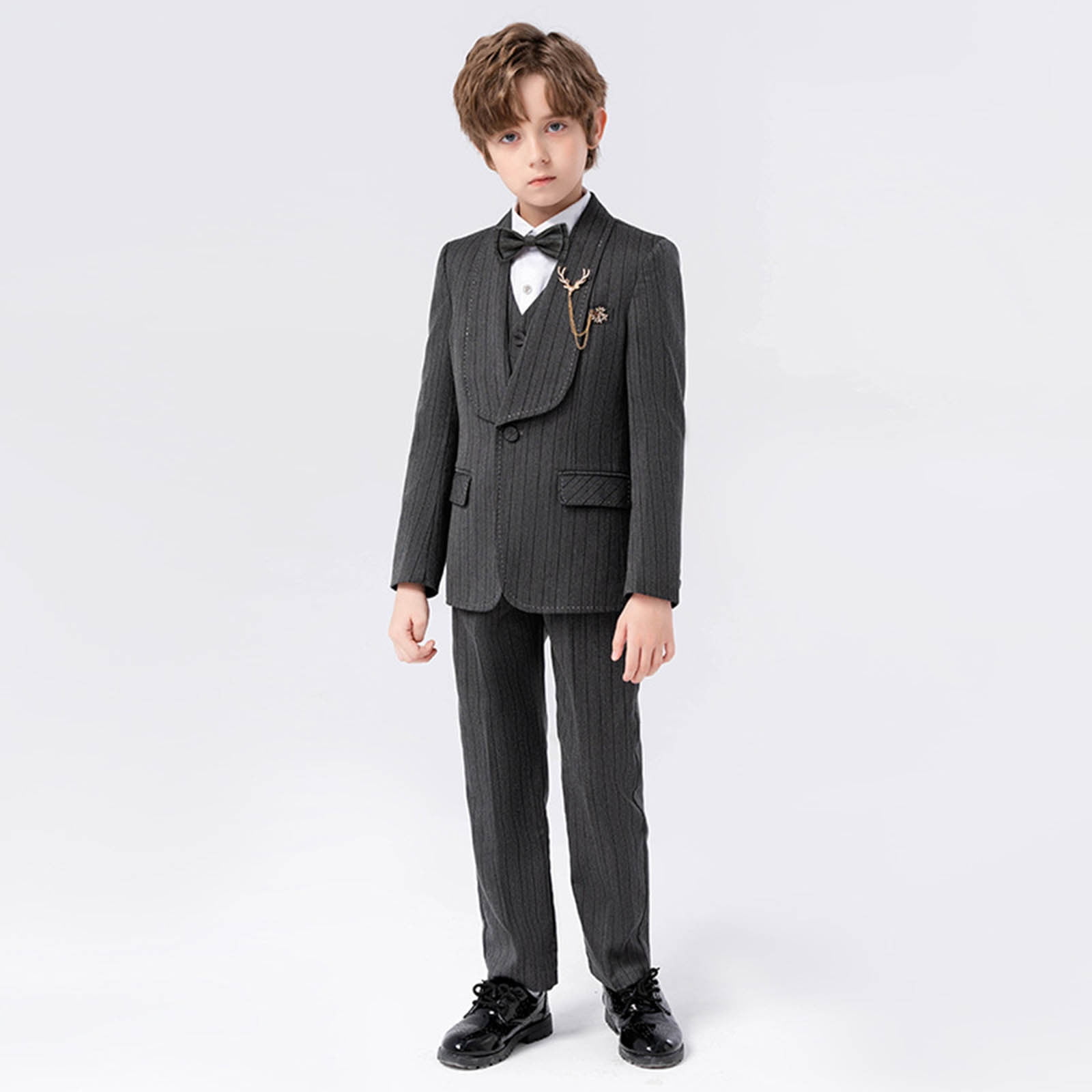 Boys Business Suits Coat 3 Piece Outfit Tuxedo Set For Kids Formal Suit Boys Pants Necklace Set Slim Knitted Romper Outfits Boys Size 5t Baby Boy Outfit - View #11