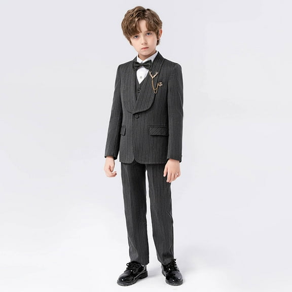 RTKFRFLM Toddler Boys Outfits Business Suits Coat 5 Piece Tuxedo Set Kids Formal Suit With Vest Pants Bowtie Set Slim Clothing Set