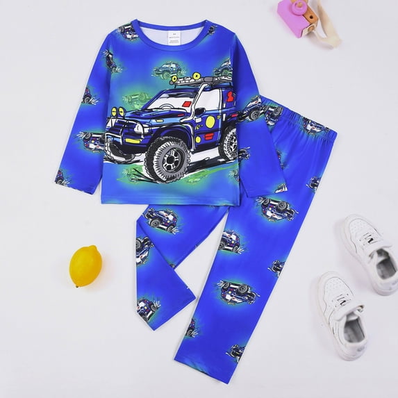 RTKFRFLM Toddler Boys Pajamas Set 2 Piece Camo Dinosaur Print Pajama Long Sleeve Night Glow Loungewear Jumpsuit Sleepwear Nightgown Pjs Loungewear